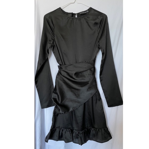 BLACK SATIN DRESS - NEVER WORN - Picture 2 of 3
